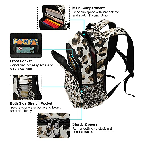 Glaphy Leopard Print Backpacks Laptop School Book Bag Lightweight Animal Daypack for Men Women Teens Kids - Image 4