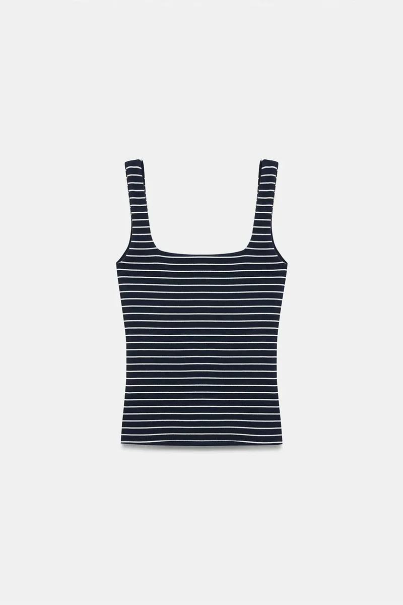 Dilvin Multicolor DILVIN Striped Ribbed Sleeveless Cami Blouse for Women | Best Price UAE