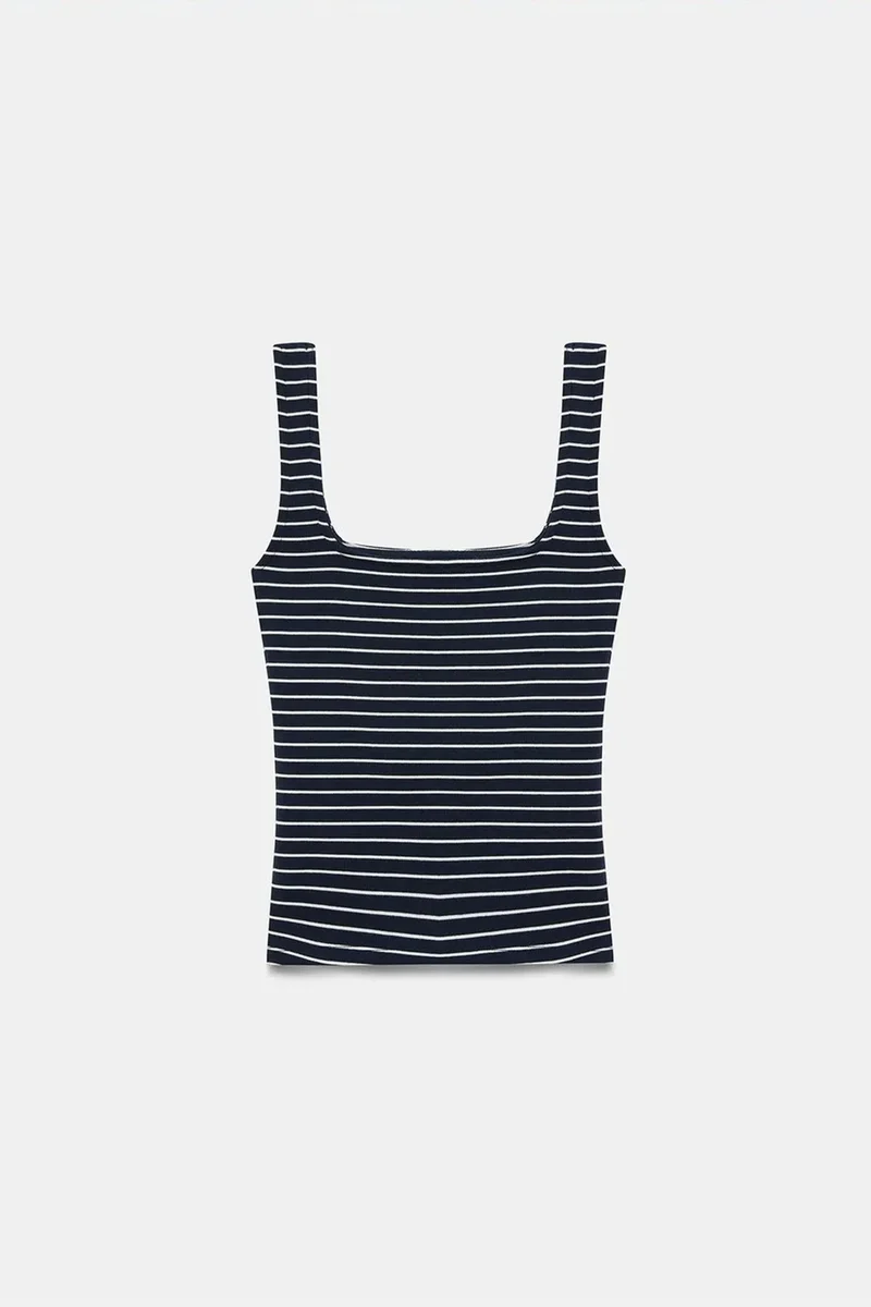 Dilvin Multicolor DILVIN Striped Ribbed Sleeveless Cami Blouse for Women | Best Price UAE