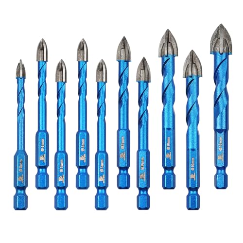 BRSCHNITT Masonry Drill Bit BRSCHNITT 10pcs Carbide Tips Concrete Drill Bit Set for Pots Bottles Ceramic Tile Glass Brick Ceramic Hex Shank - Image 1