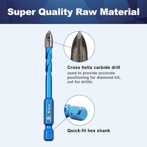 BRSCHNITT Masonry Drill Bit BRSCHNITT 10pcs Carbide Tips Concrete Drill Bit Set for Pots Bottles Ceramic Tile Glass Brick Ceramic Hex Shank - Image 5
