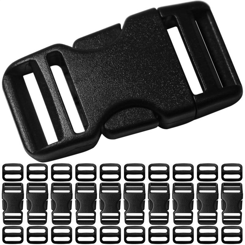 LASIGHT Buckles for 34 inch Wide Webbing Straps Quick Side Release Buckles 10 set and TriGlide Slide 20 pcs Fit 075 Nylon Web Belt Plastic Snap Fastener Clip Replacement Dual Adjustable