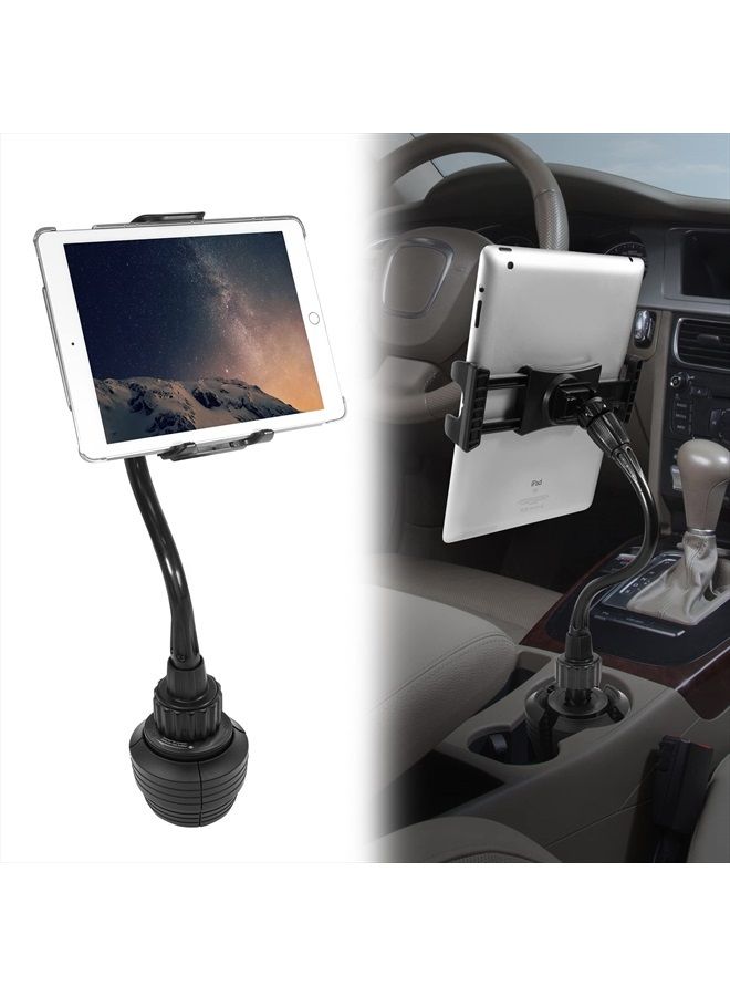 MACALLY حامل كوب للتابلت، حامل كوب سيارة ماكالي آي باد - حامل سيارة آي باد مرن بطول 12 بوصة - حامل تابلت للشاحنة، السيارة، والمركبة - حامل آي باد للسيارة - للـ Pro / Air / Mini، الهواتف الذكية - Image 1