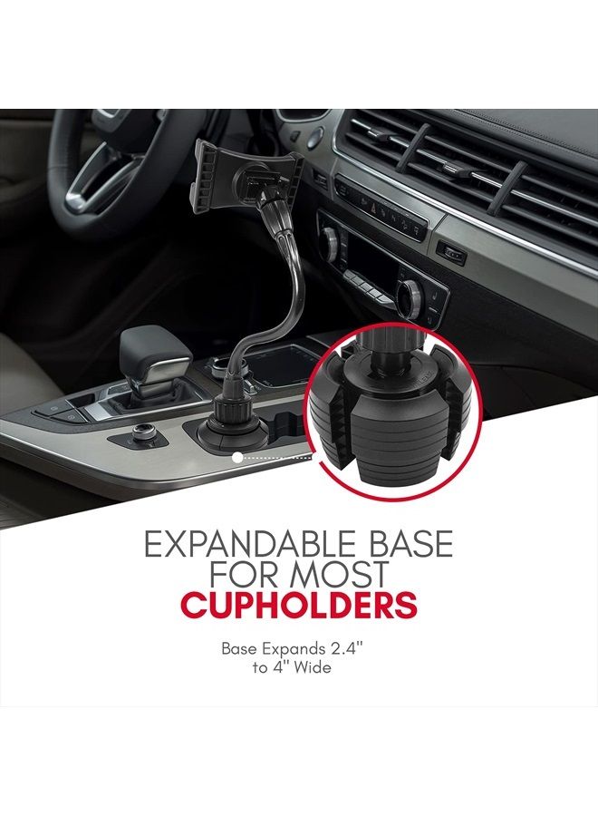 MACALLY حامل كوب للتابلت، حامل كوب سيارة ماكالي آي باد - حامل سيارة آي باد مرن بطول 12 بوصة - حامل تابلت للشاحنة، السيارة، والمركبة - حامل آي باد للسيارة - للـ Pro / Air / Mini، الهواتف الذكية - Image 4