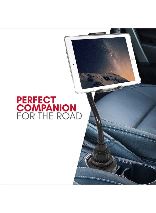 MACALLY حامل كوب للتابلت، حامل كوب سيارة ماكالي آي باد - حامل سيارة آي باد مرن بطول 12 بوصة - حامل تابلت للشاحنة، السيارة، والمركبة - حامل آي باد للسيارة - للـ Pro / Air / Mini، الهواتف الذكية - Image 2