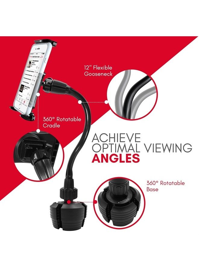 MACALLY حامل كوب للتابلت، حامل كوب سيارة ماكالي آي باد - حامل سيارة آي باد مرن بطول 12 بوصة - حامل تابلت للشاحنة، السيارة، والمركبة - حامل آي باد للسيارة - للـ Pro / Air / Mini، الهواتف الذكية - Image 5