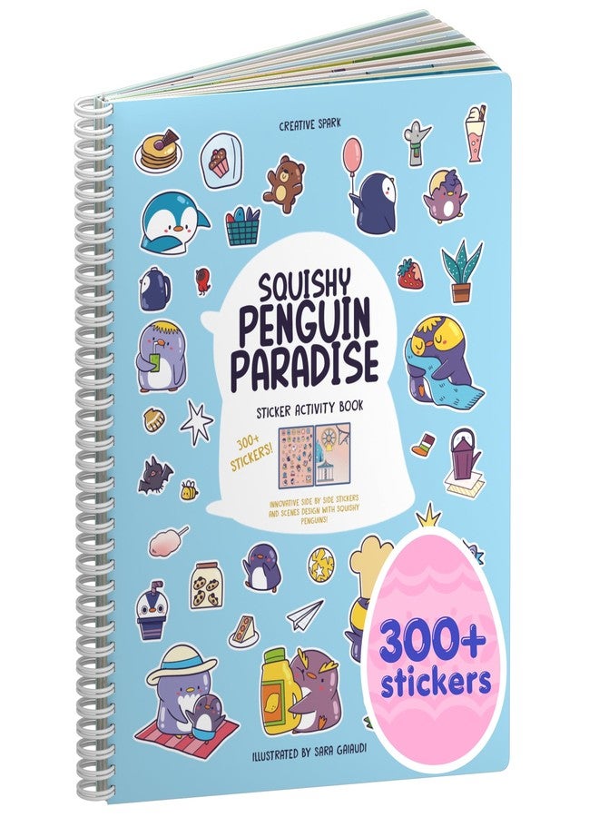 CUPKIN Penguin 300+ Kids Sticker Book by Cupkin Toddler Airplane Travel Coloring and Sticker Book, Easter Basket Stuffer, 8 Coloring Pages 8 Side by Side Scenes for Children's of 2-8 Years - Image 1