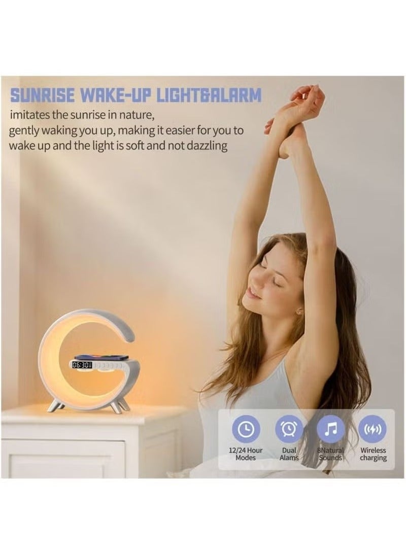 ELTRAZONE G63 Smart Multi-Functional Wireless Charger Atmosphere Lamp – Music Lamp with Bluetooth Speaker, Clock, Alarm, and App Control – Portable LED Mood Light with Wireless Charging for Phones, Smart Devices, and More - Image 3