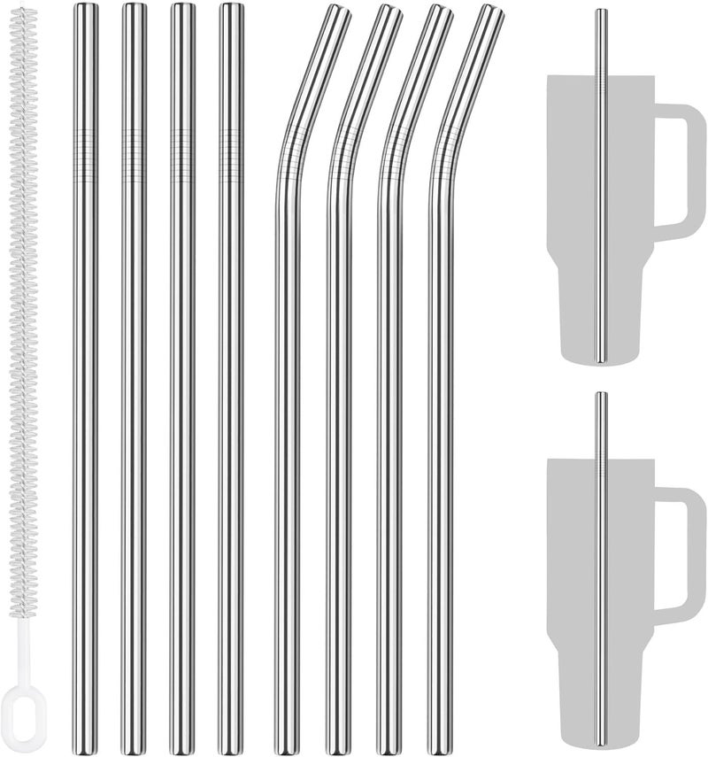 8PCS " Stainless Steel Straws 4 Bent & 4 Straight for Stanley Tumblers, Reusable Food-Grade Drinking Straws with Cleaning Brush for Smoothies, Milkshakes, Iced Coffee, - Image 5