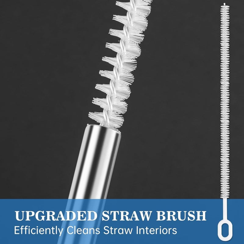 8PCS " Stainless Steel Straws 4 Bent & 4 Straight for Stanley Tumblers, Reusable Food-Grade Drinking Straws with Cleaning Brush for Smoothies, Milkshakes, Iced Coffee, - Image 2