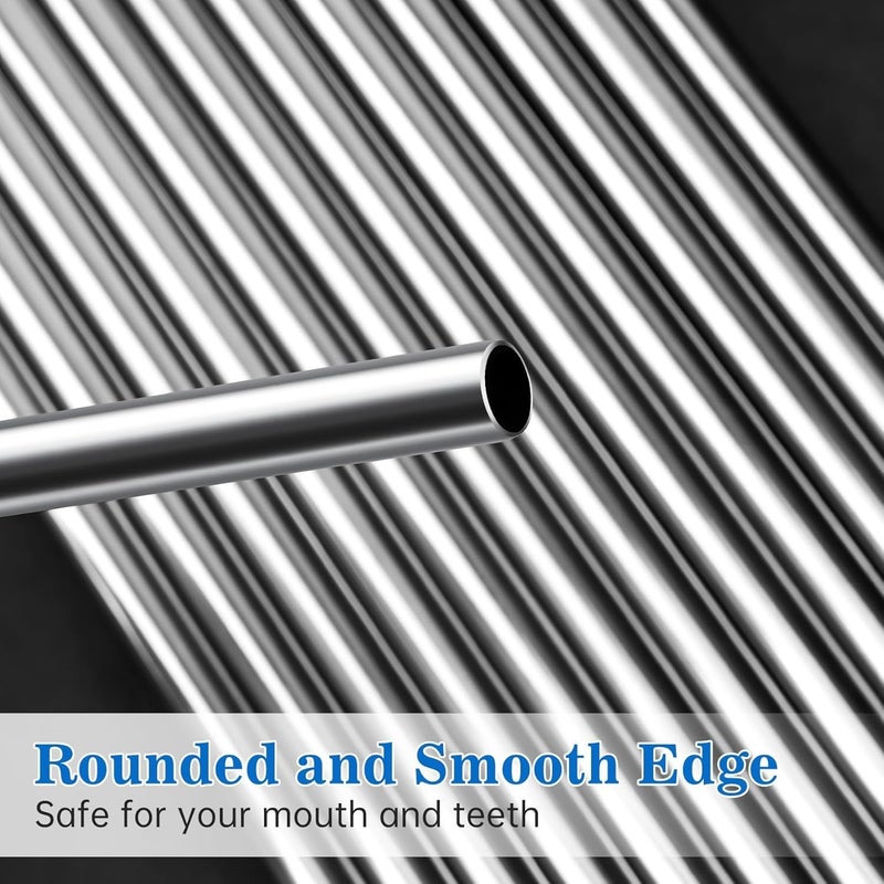 8PCS " Stainless Steel Straws 4 Bent & 4 Straight for Stanley Tumblers, Reusable Food-Grade Drinking Straws with Cleaning Brush for Smoothies, Milkshakes, Iced Coffee, - Image 3