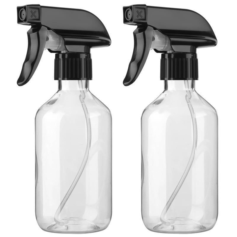 Arkeiliy 2-Pack Leakproof Spray Bottles (300ml/10oz) - Adjustable Nozzle for Fine Mist & Jet Stream | Premium Refillable Plastic Bottles for Hair Styling, Plant Misting, Cleaning Solutions (Clear) - Image 1