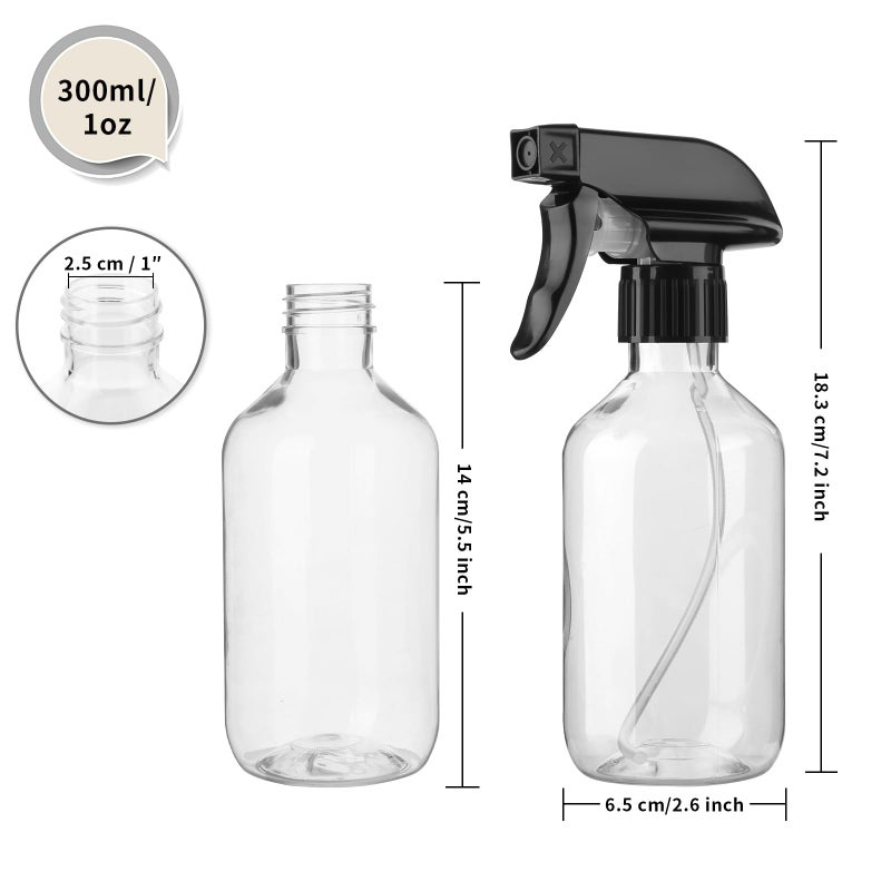 Arkeiliy 2-Pack Leakproof Spray Bottles (300ml/10oz) - Adjustable Nozzle for Fine Mist & Jet Stream | Premium Refillable Plastic Bottles for Hair Styling, Plant Misting, Cleaning Solutions (Clear) - Image 2