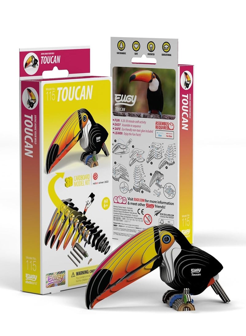 EUGY 3D Toucan Puzzle - Eco-Friendly DIY Craft for Kids & Adults - Image 1