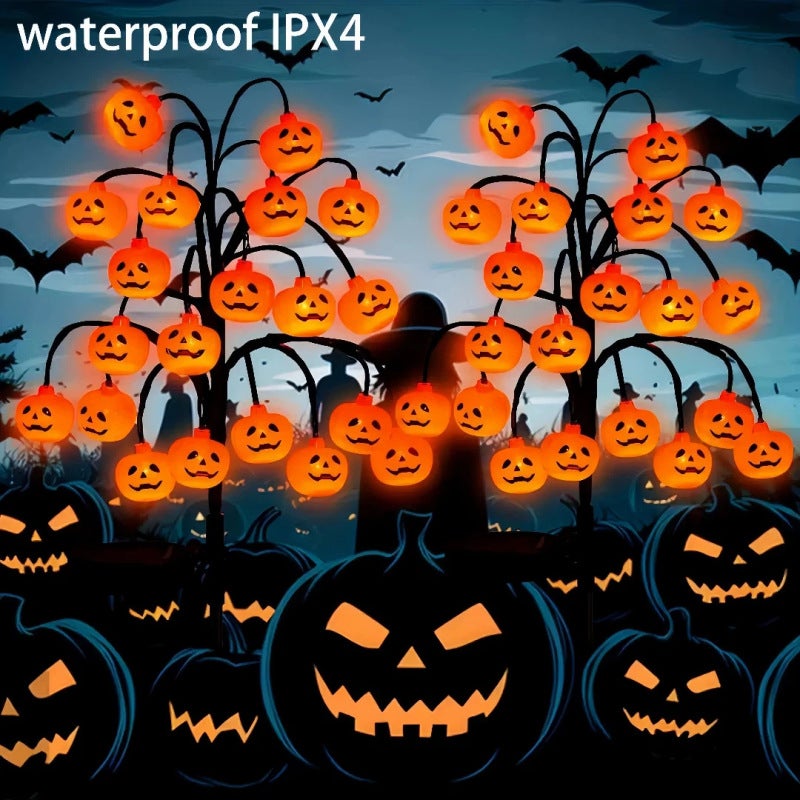 Halloween Solar Stake Lights 3 Pack: Pumpkin, Eyeball, Skeleton Glowing Garden Lights, Waterproof Ground Stake Decor for Pathway Yard Lawn, Auto On Off at Dusk - Outdoor Holiday Lighting - Image 3