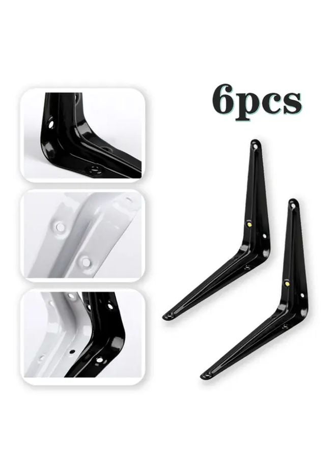 6pcs Black Heavy Duty Metal Brackets 5x6 Inch Wall Mounted Shelf Supports - Image 1