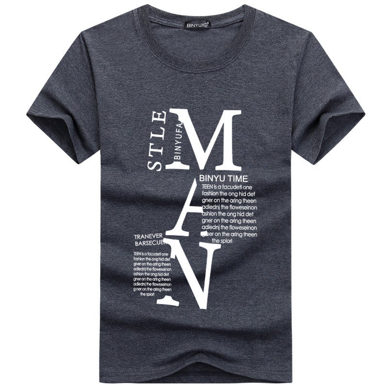 men's short sleeve cotton T-shirt round neck half sleeve top tide Korean version of men's T-shirt bottoming shirt - Image 3