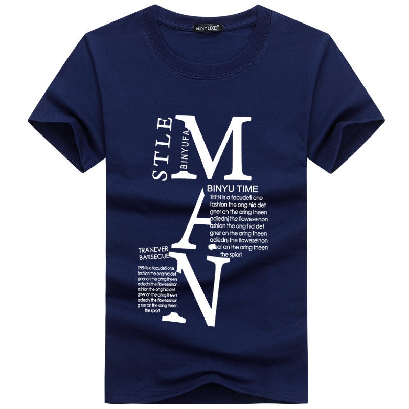 men's short sleeve cotton T-shirt round neck half sleeve top tide Korean version of men's T-shirt bottoming shirt - Image 2