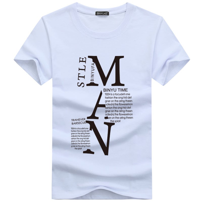 men's short sleeve cotton T-shirt round neck half sleeve top tide Korean version of men's T-shirt bottoming shirt - Image 1