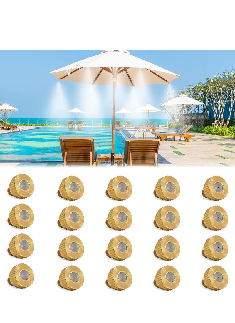 SYOSI Mister Nozzles for Outside Patio Misting, Brass Nozzle for Misters Outdoor Cooling System, Mist Replacement Head Garden Hose Parts Accessories (0.4 MM 20Pcs)  - Image 1