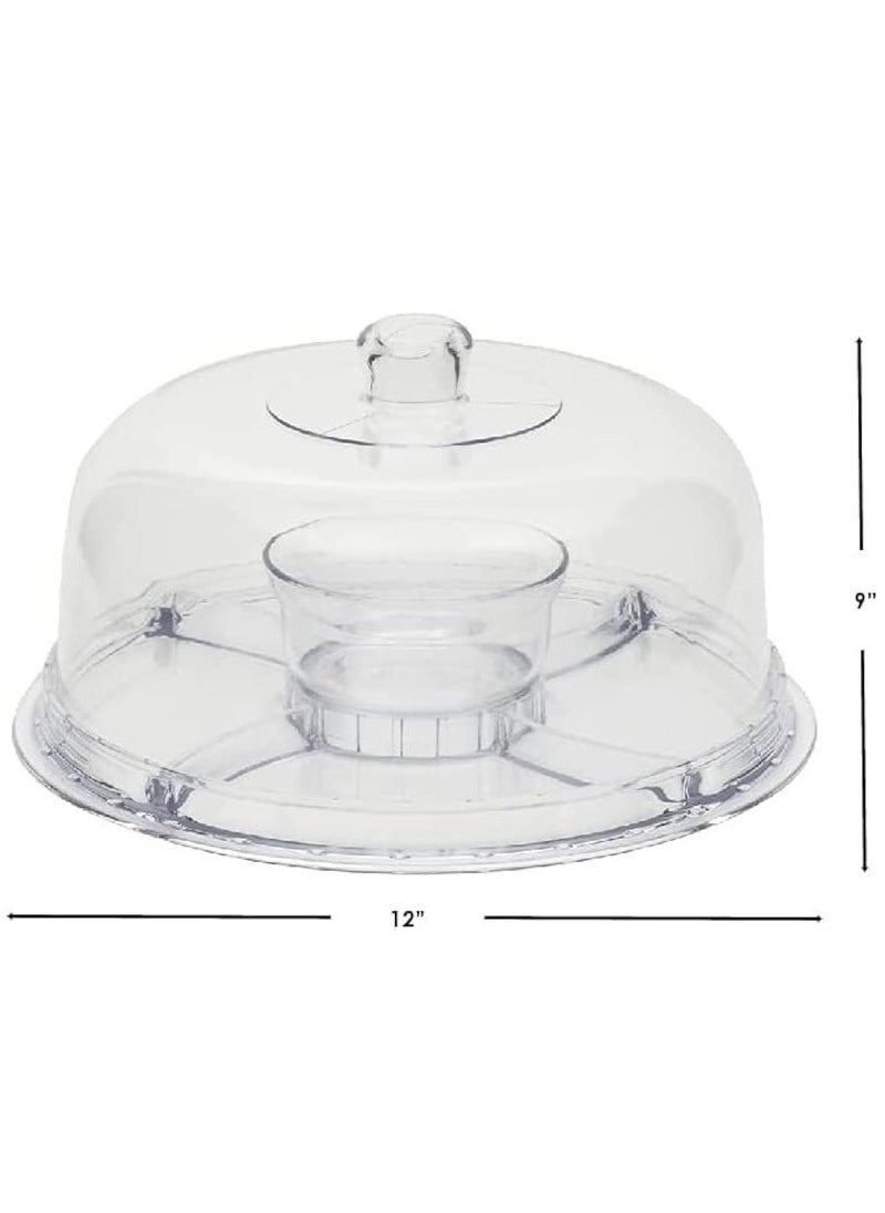 Arabest Extra Large 6 in 1 Acrylic Cake Stand with Dome Lid Multifunctional Serving Platter and Plate, Salad Bowl/Veggie Platter/Punch Bowl/Desert Platter/Chips & Dip - BPA Free  - Image 3