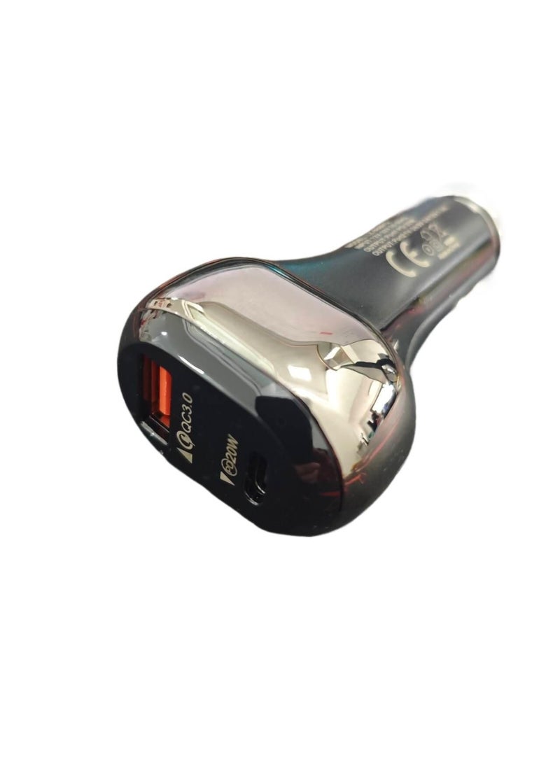 شاحن سيارة QC3.0 PD20W شحن سريع أسود - Image 1