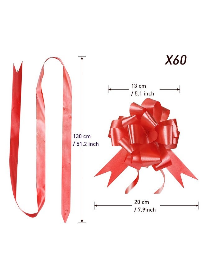 GWHOLE 60 Pcs 5'' Red Ribbon Pull Bows For Gift Present Wrapping, Christmas Bows For Diy Craft Box Baskets Decorations - Image 2