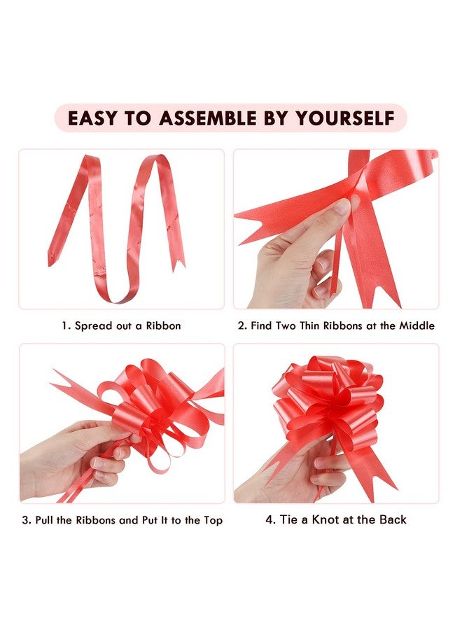 GWHOLE 60 Pcs 5'' Red Ribbon Pull Bows For Gift Present Wrapping, Christmas Bows For Diy Craft Box Baskets Decorations - Image 3