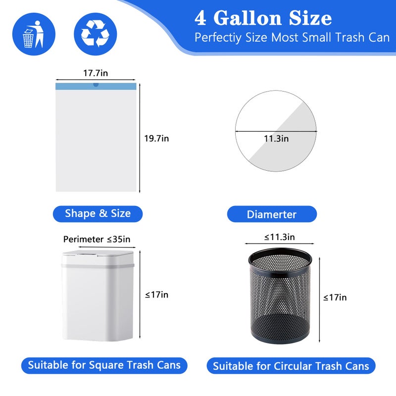 LEAGIM Small Trash Bags 4 Gallon, 360 Count -1.2 Mil Drawstring Mini Garbage Bags, White Plastic Trash Can Liners for Bathroom Accessories, 15 Liter, Bedroom, Dorm Room Essentials, Office - Image 3
