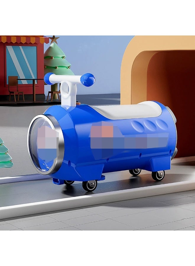 Baby Ride On Toy,  Locomotive Design Beverage Can Shaped Ride On Swing Car with Music and Light for 1-3 Years Boys Girls, Portable Toddler Kids Twist Car for Indoor Outdoor (Blue) 