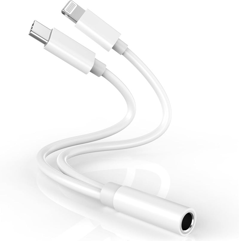 wamaxlink [Apple MFi Certified] iPhone 17 16 15 14 Headphone Adapter, 2-in-1 Lightning/USB C to 3.5 mm Headphone Jack Adapter, iPhone Aux Adapter Converter Dongle Audio Cable for iPhone 17 16 15 14 13 12 11 - Image 1