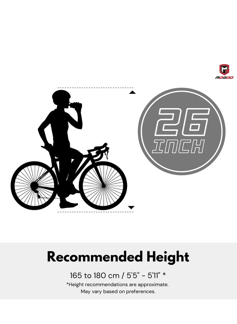MOGOO - Mogoo Brooklyn 6 Speed Cruiser Bike 26 Inch, City-Bike with Gears, Steel Frame, Road-Bike, Comfort Cycle, Unisex Bicycle Adult - Image 1