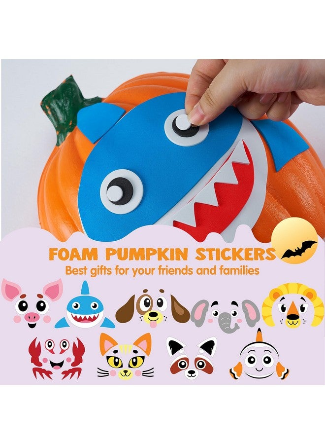 JOYIN 18 Packs Halloween Pumpkin Decorating Stickers Craft Kit, Halloween Party Supplies Arts Activities, Kids Party Favors, Jack O Lantern Foam Face Sticker in 9 Animal Designs, Classroom Games - Image 4