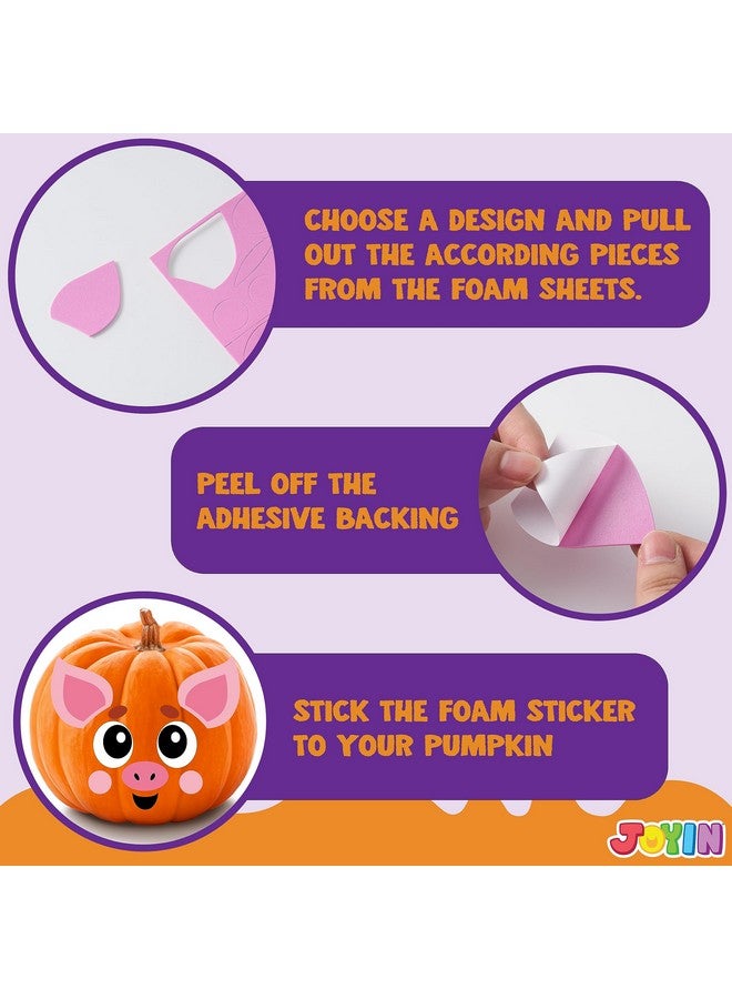 JOYIN 18 Packs Halloween Pumpkin Decorating Stickers Craft Kit, Halloween Party Supplies Arts Activities, Kids Party Favors, Jack O Lantern Foam Face Sticker in 9 Animal Designs, Classroom Games - Image 3