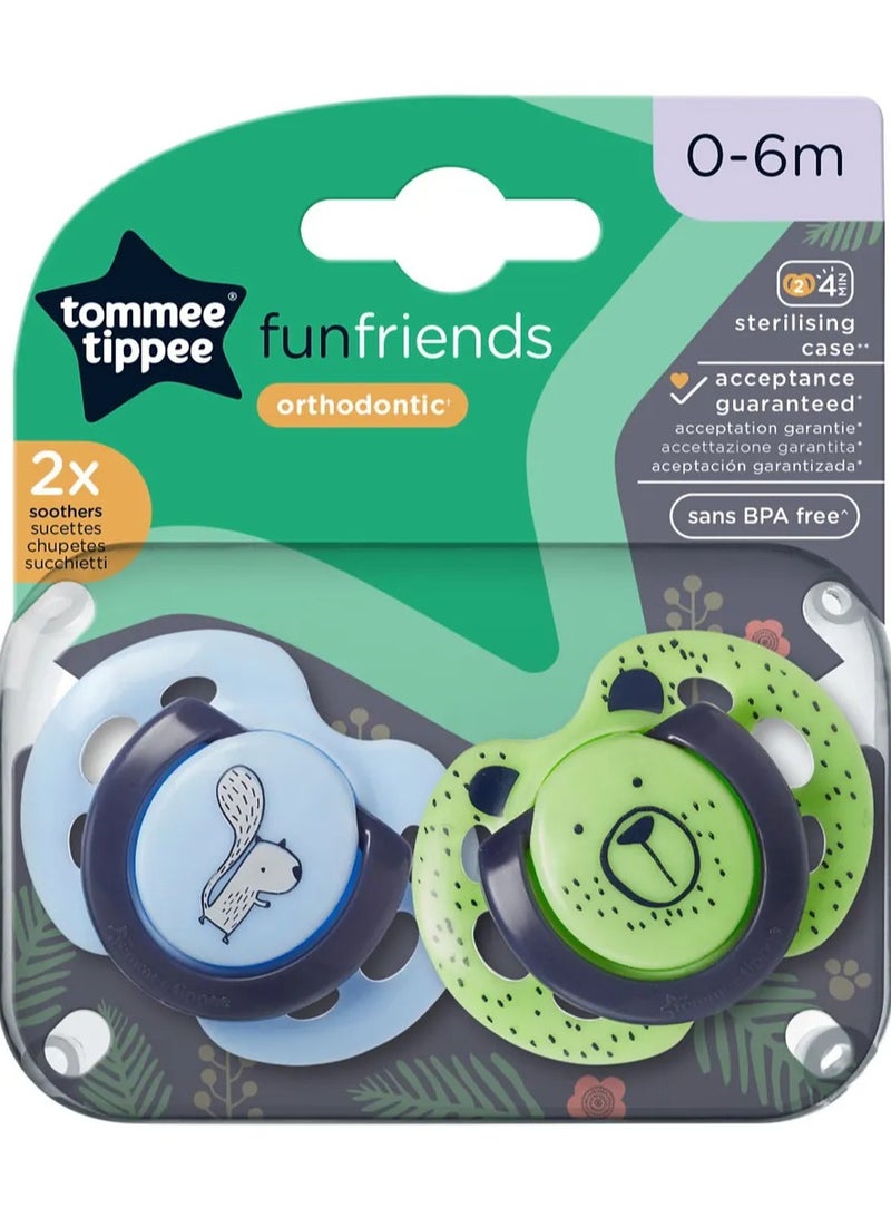 tommee tippee Fun Friends 2 Orthodontic Soothers 0-6M - Image 3