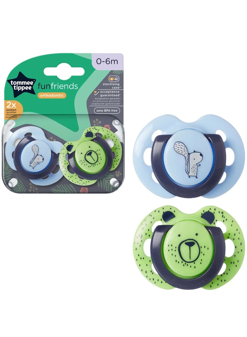 tommee tippee Fun Friends 2 Orthodontic Soothers 0-6M - Image 1