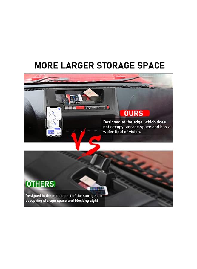 Green Tiger Upgraded Phone Mount for 2011-2017 Jeep Wrangler JK JKU, Multi-Mount Phone Holder Dash Tray Storage Box System Kit with Extension Arm Metal Rod - Image 5