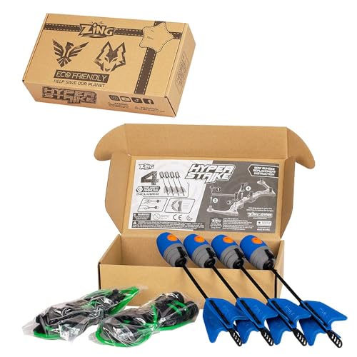 Zing HyperStrike Bow Bungee Replacement and Arrow Refill Pack Includes 2 Green HyperStrike Bungee Sets and 4 Blue Zonic Whistling Arrows Launches up to 250 Feet Blue Arrows Green Bungees - Image 5