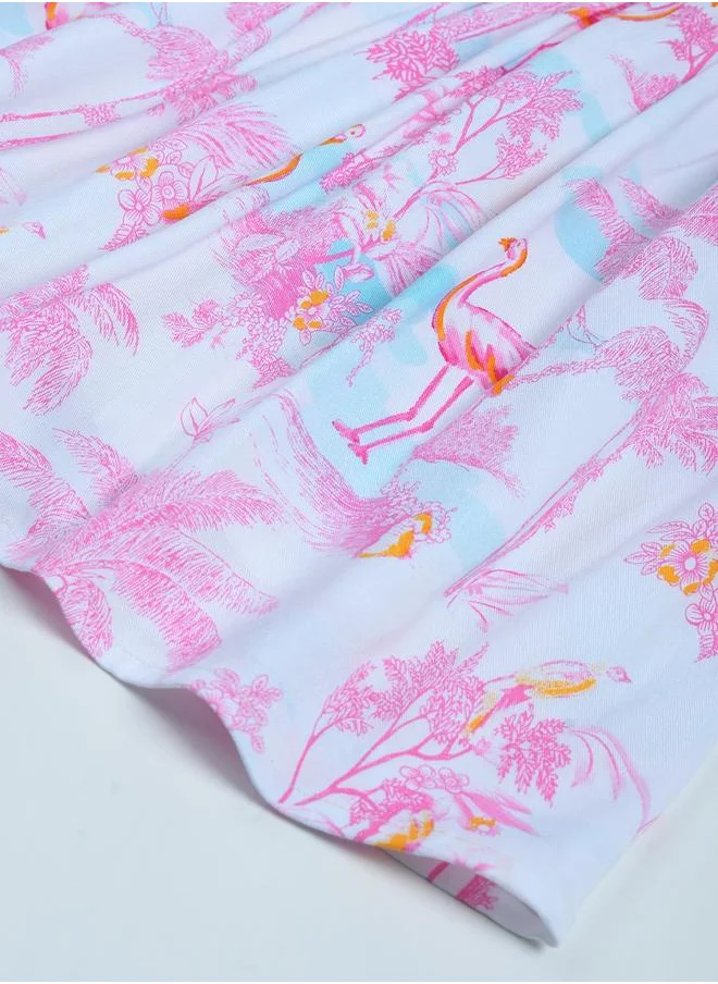 BELLA MODA Flamingo Print Bead Accent Dress by Styli