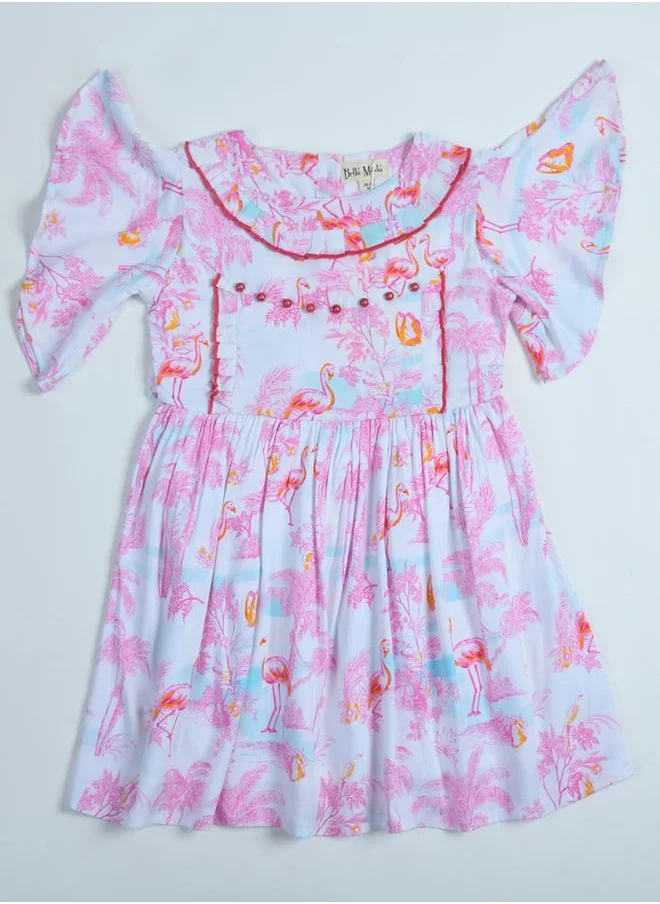 BELLA MODA Flamingo Print Bead Accent Dress by Styli
