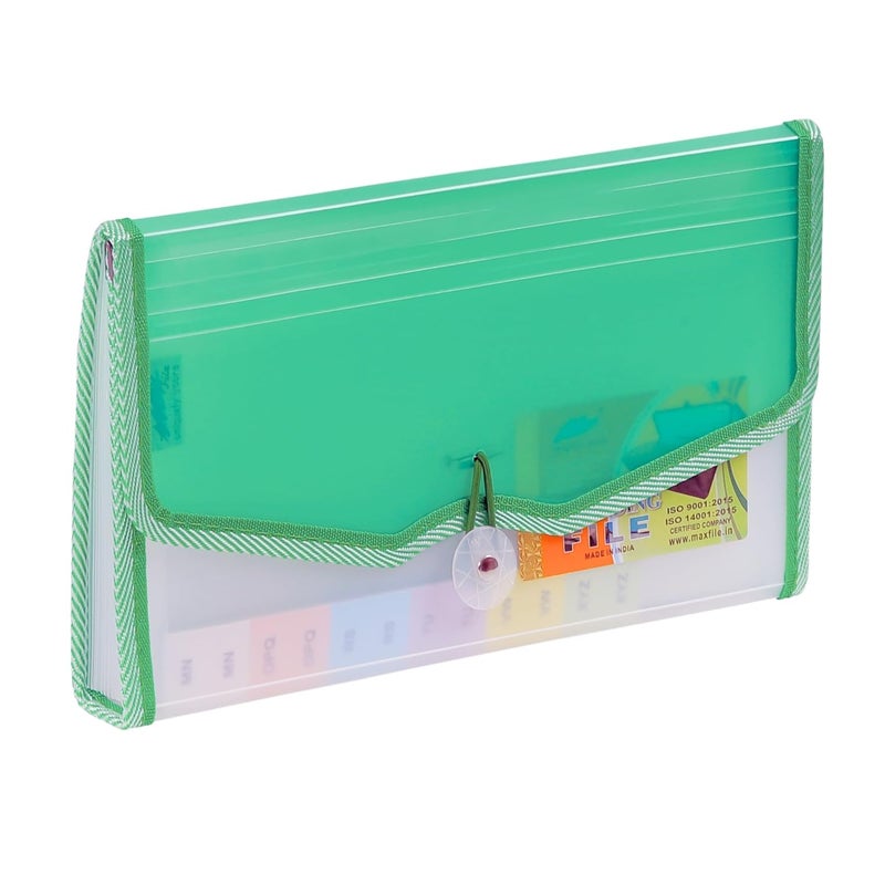 MAXFILE Mini Expanding File Folder with 13 Pockets Cheque/Multi Passbook Holder/Bill Folder/Passport/Memo Cards/Cash/A6 Storage Pouch Organizer with Elastic Swing (Turquoise) - Image 1