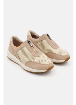 Women Medium Cobb Hill Tru Stride Center Zip Casual Shoes, Tan