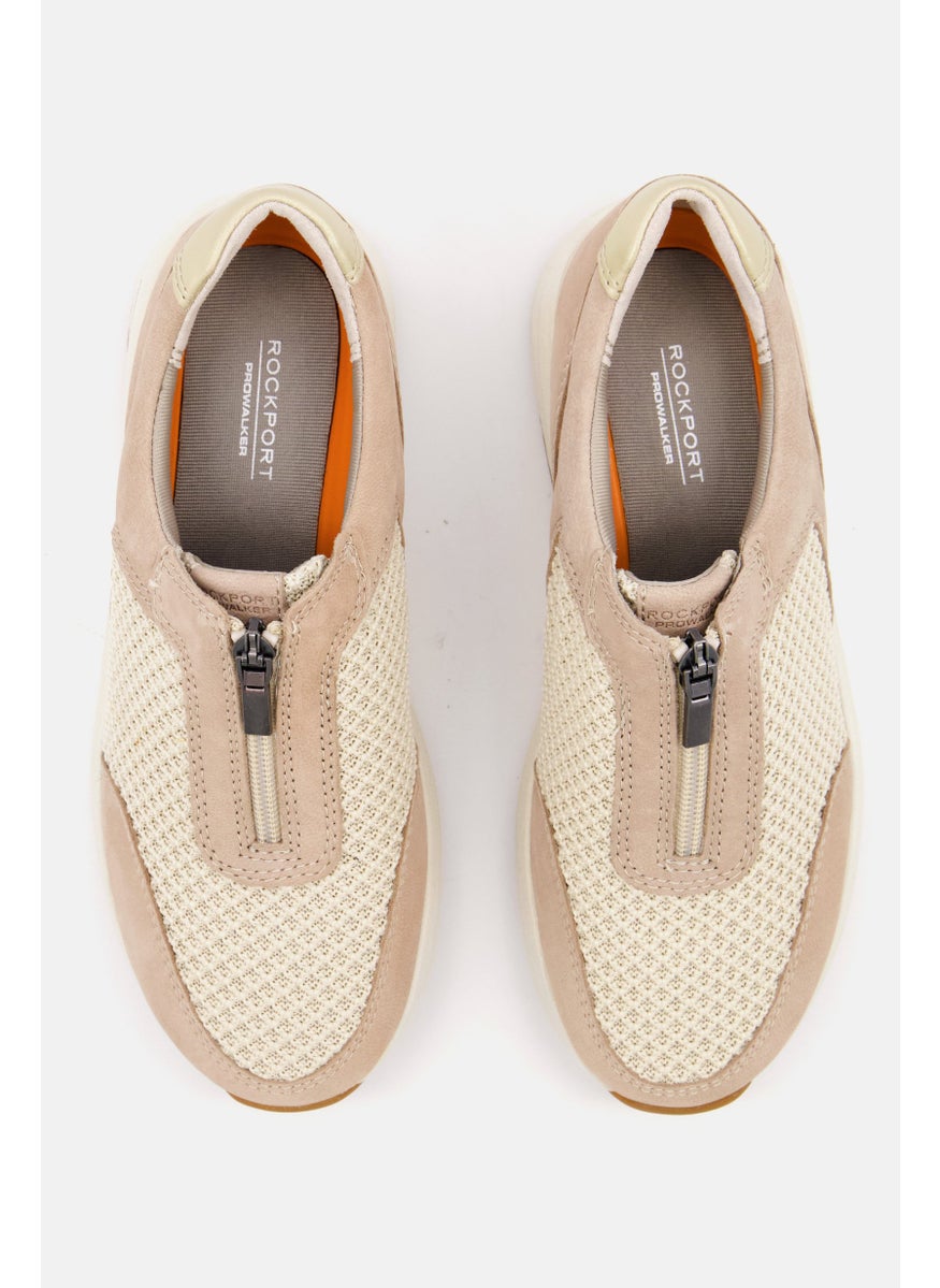 Rockport - Women Medium Cobb Hill Tru Stride Center Zip Casual Shoes, Tan - Image 1