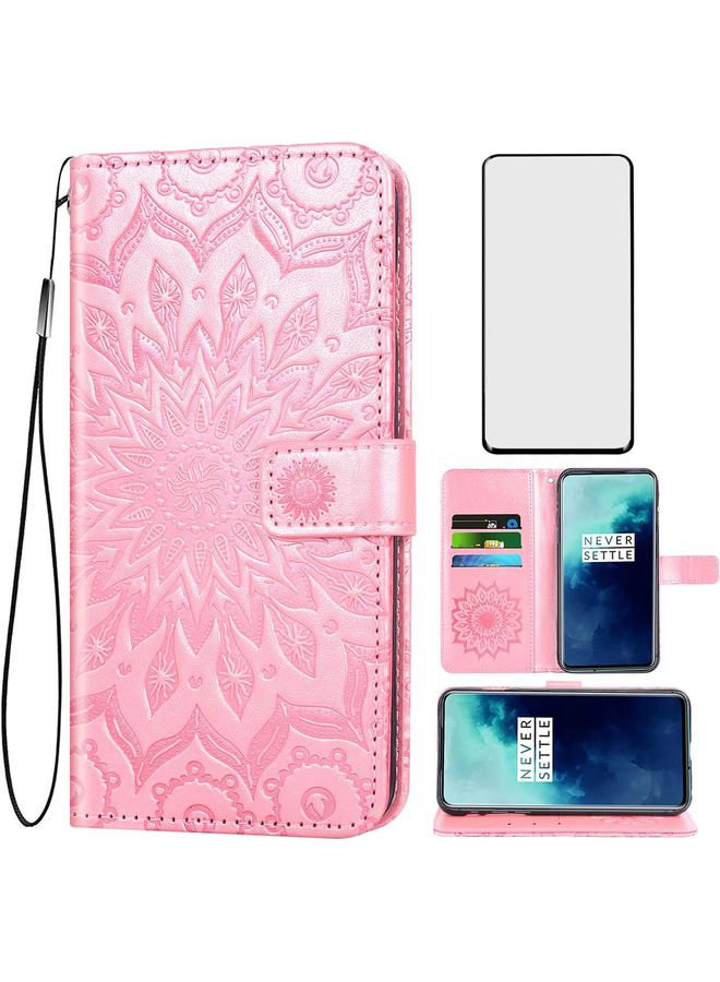 erorex Phone Case For Oneplus 7 Pro Wallet Cases With Tempered Glass Screen Protector And Leather Flip Cover Card Holder Stand Oneplus7Pro 5G One Plus 1 Plus 7 1Plus Oneplus7 7Pro One Plus 1 Plus Seven Women Rose Gold  - Image 1