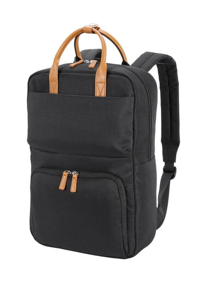 Santhome Laptop bag for men and women up to 15.6 inch laptop Stylish new backpack for laptop daily use office travel, made from waterproof GRS-certiﬁed recycled polyester with faux leather - Image 1