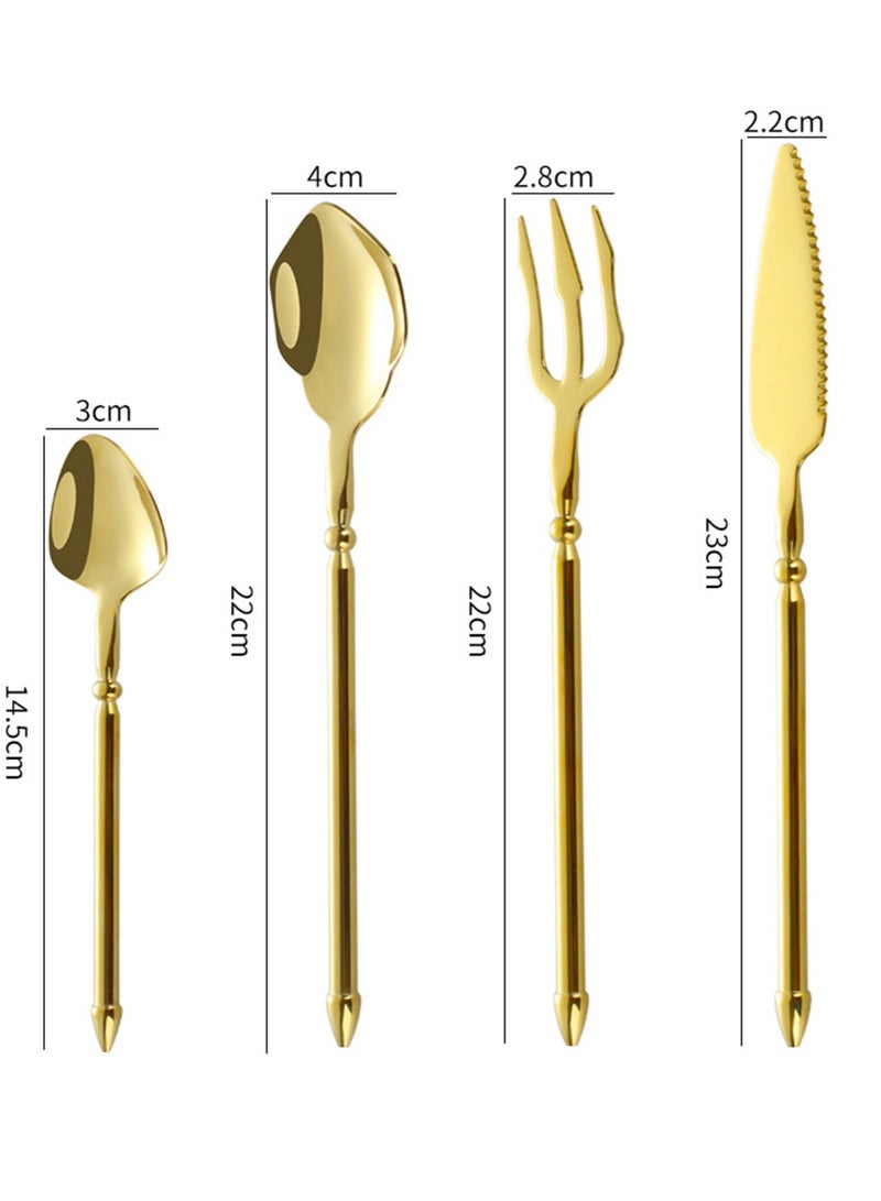 Sunbath 4 Pieces Stainless Steel Cutlery Set, Gold Silverware Set, Flatware Set, Kitchen Utensils Set,  Includes Knife Fork and Spoon, Mirror Polished, Dishwasher Safe for Home, Restaurant, Wedding, Party - Image 2
