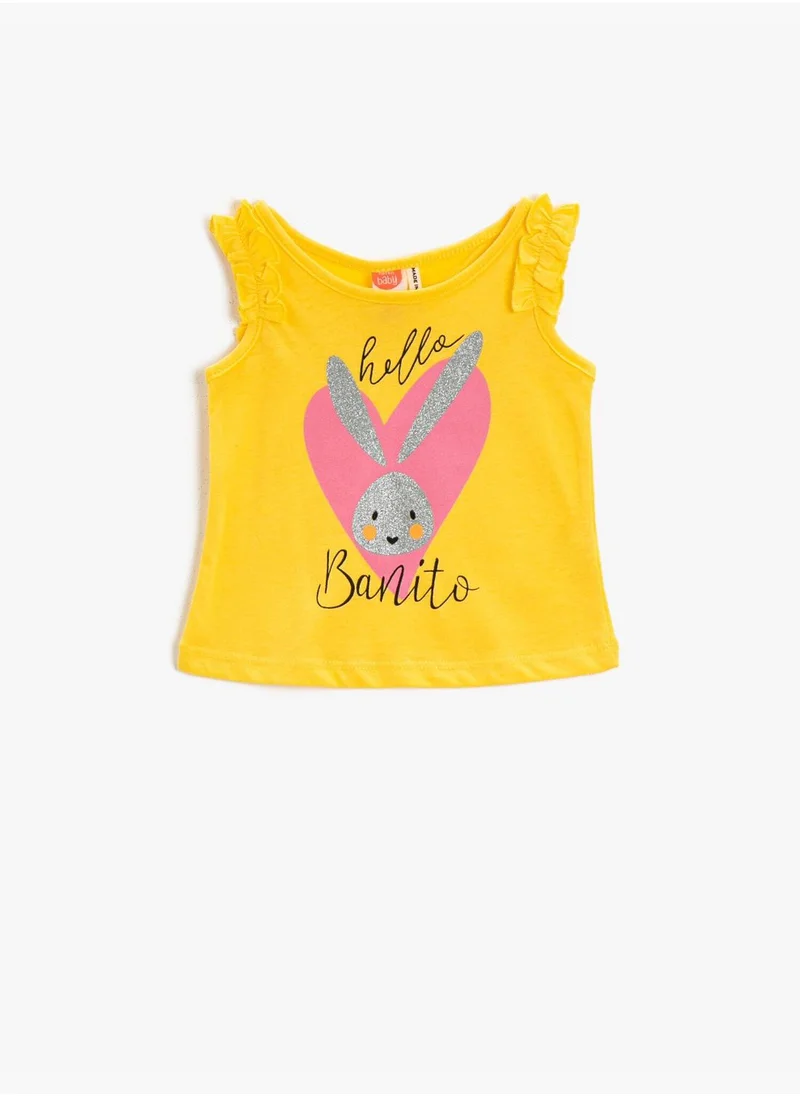 كوتون Ruffle Printed Tank Top