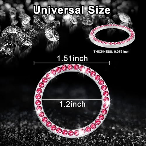 LivTee 2 PCS Crystal Rhinestone Car Engine Start Stop Decoration Ring, Bling Car Interior Accessories for Women, Push to Start Button Cover Sticker, Automotive Decals, Red - Image 4