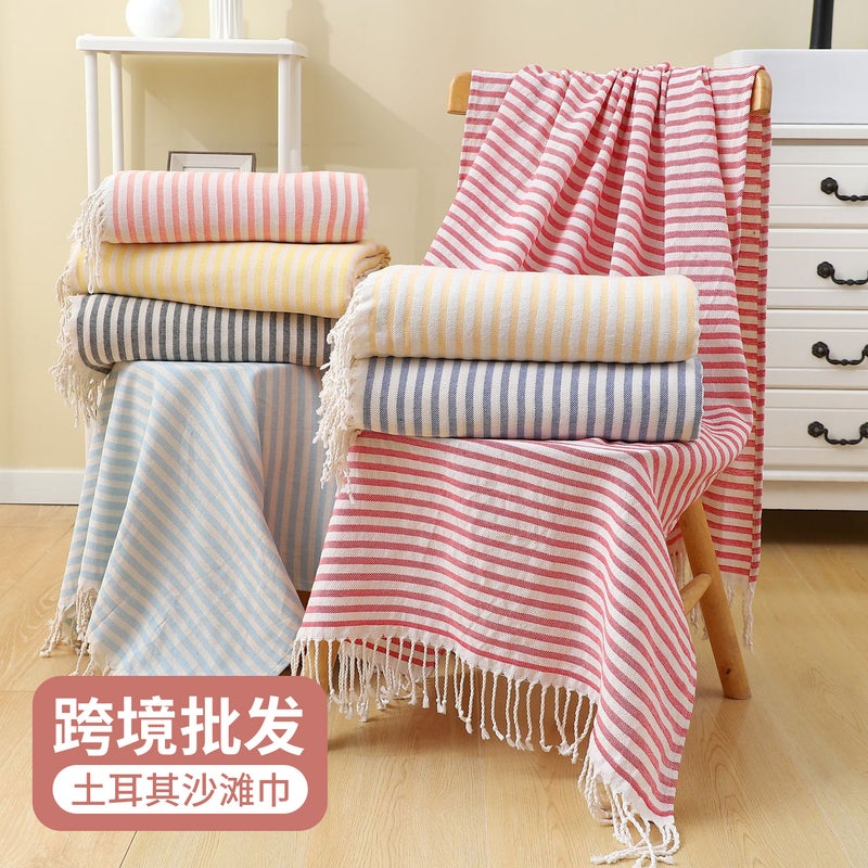 Cross-Border Wholesale European and American Thin Tassel Bath Towels, Thickened and Absorbent, Outdoor Sun Protection Bathing Turkish Beach  Towels - Image 2