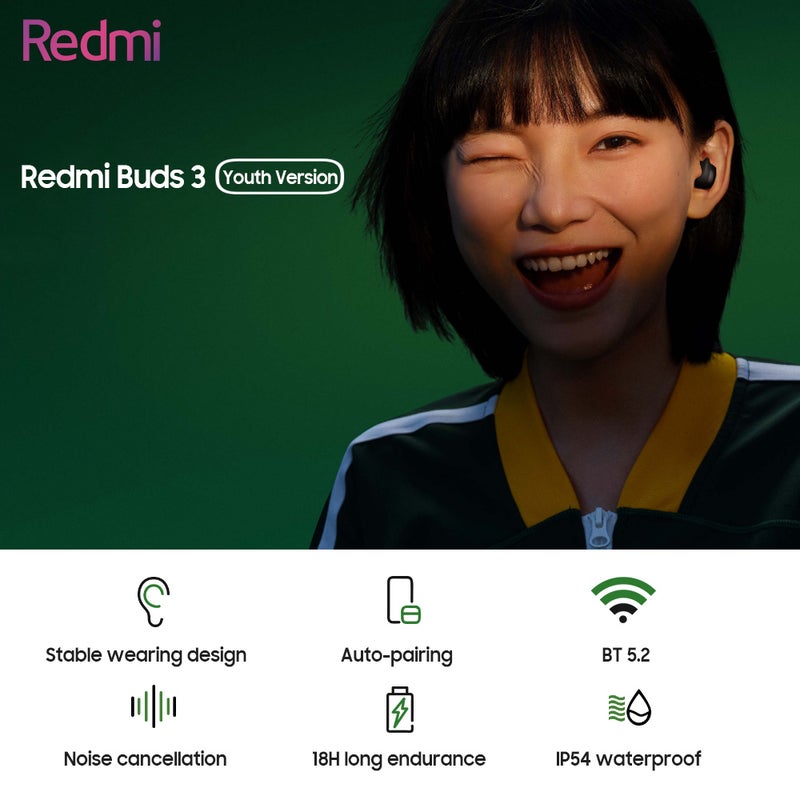 Redmi Buds 3 Youth Version Earphones True Wireless BT 5.2 In-ear Earbuds Call Noise Cancellation 18H Long Endurance Game Low Latency Sports Headset - Image 2